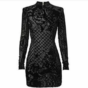 Balmain X H&M Black Velvet Long Sleeve Dress
